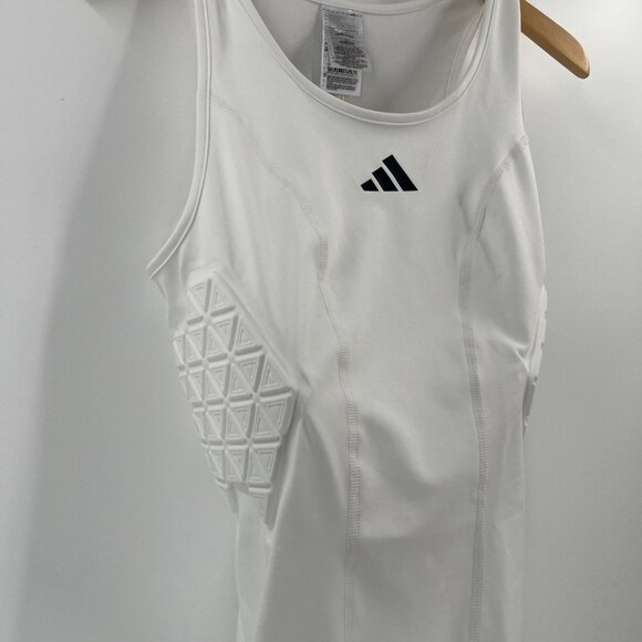Adidas Men Large White Integrated Padded Sleeveless Compression Protective Tank - Picture 4 of 12